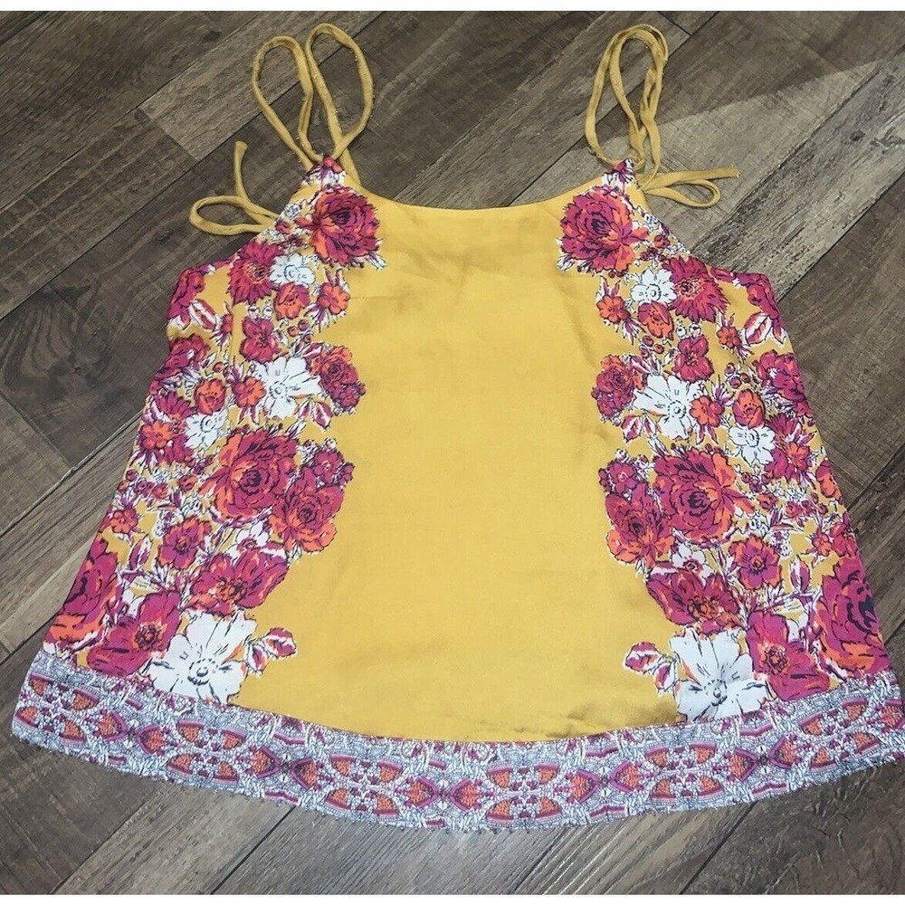 NWOT Free People Move Lightly Cami In Yellow Beaded Boho spring Small revolve - Picture 2 of 9